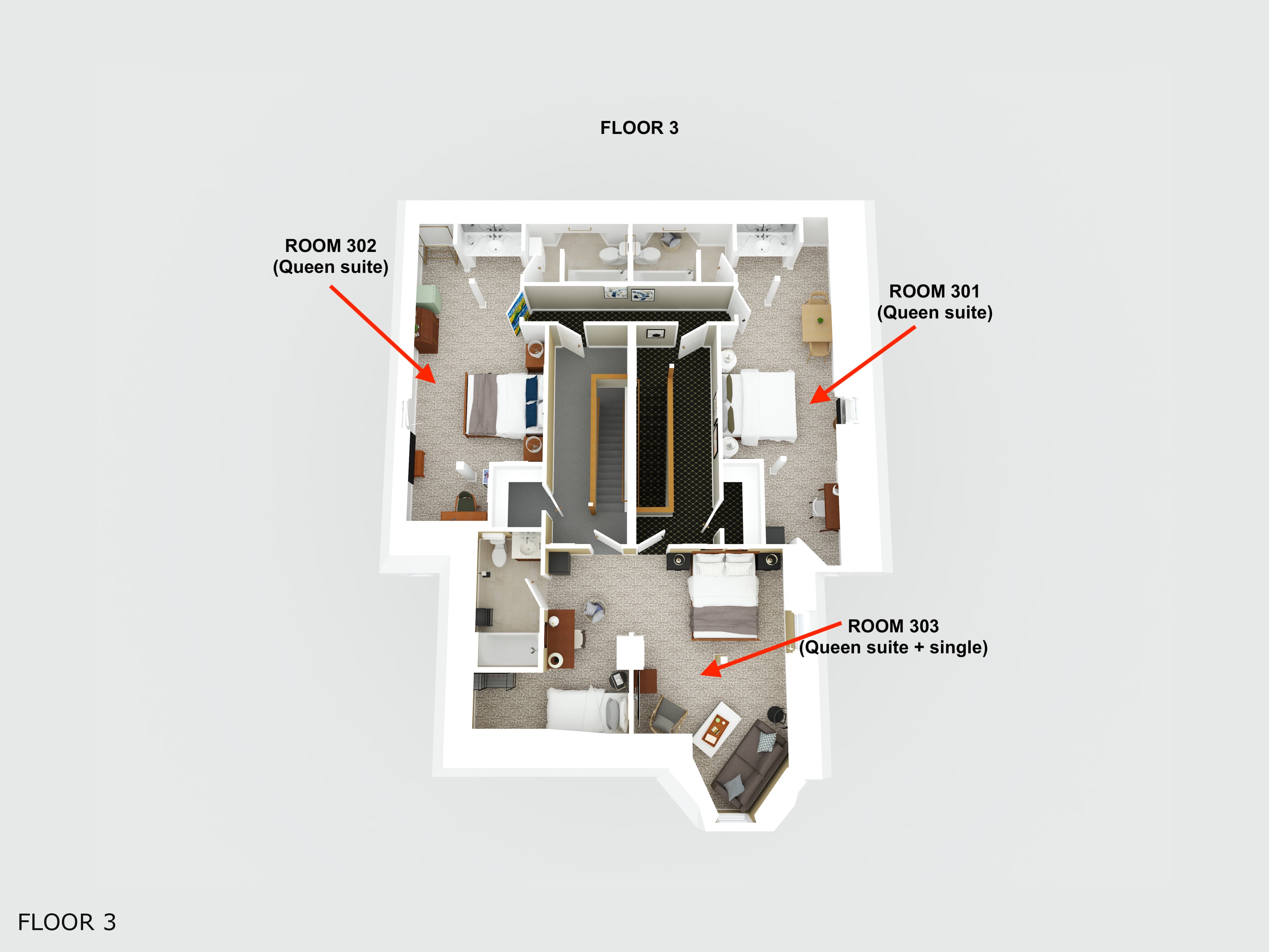 Floor plan - room 303 offers separated sleeping spaces