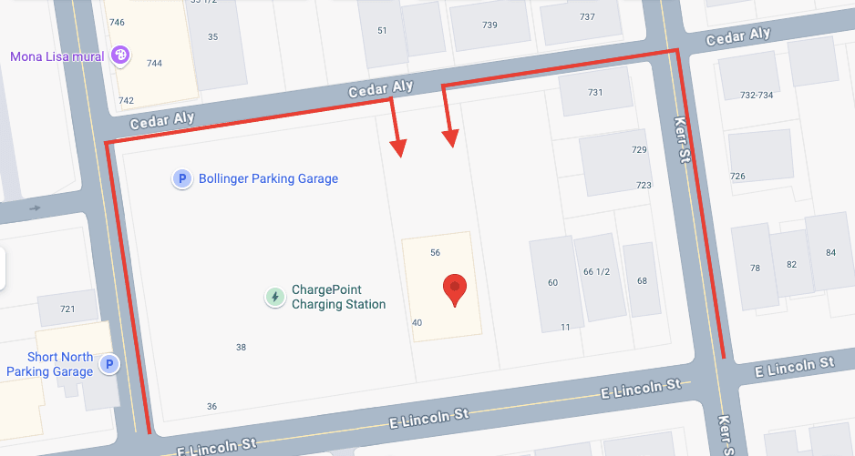 Google map diagram of guest parking for the property